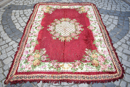 Vintage velvet bed cover - bed, rug