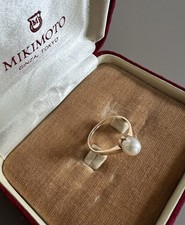 Solid Gold Mikimoto Pearl Ring Size N 1/2 In Box