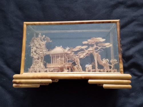 Vintage chinese cork carved - vintage,