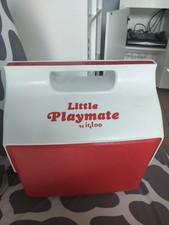 Vintage Little Playmate by Igloo Red & White Slide Top Cooler Stage Box