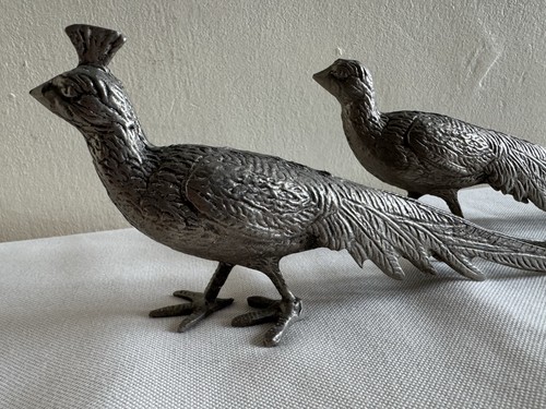 Vintage pair metal pheasant - of,
