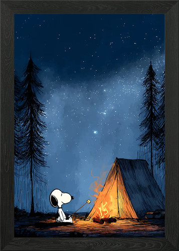 Snoopy camping under - snoopy,