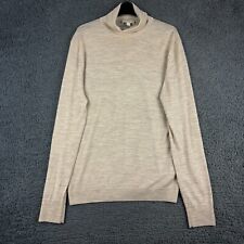 Cos Jumper Womens Large Beige Turtle Roll Neck 100% Wool Light Stretch Knit Cosy