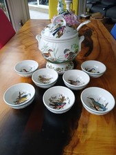 Portmeirion Birds Of Britain Pottery 8 Pint Soup Tureen, Ladle plus 7 Bowls