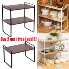 1/2 Tier Desktop Bookcase Organizer Stand Desk Table Rack Kitchen Storage Shelf