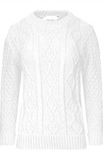 Womens Long Sleeve Cable Knitted Crew Neck Jumper Womens Sweater Chunky Top 8-18