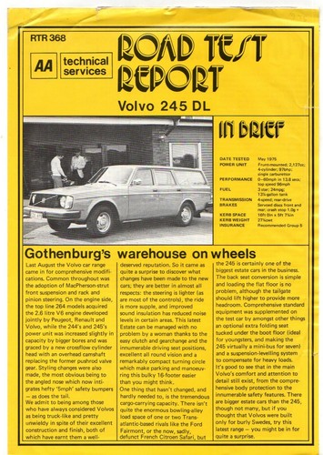 Volvo 245 road test 1975 - 245,