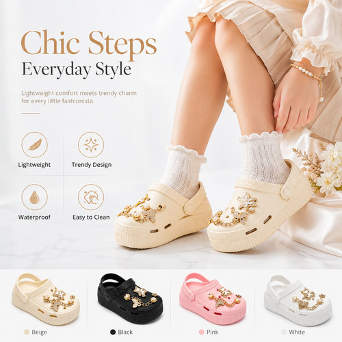 Girls platform clogs charm - platform,