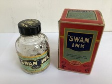 Antique Swan Ink Bottle & Box