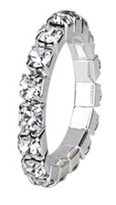 Silver Tone Diamonte / Diamante 1 Row Stretchy Ring - NEW