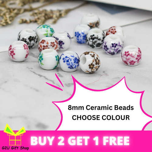 Floral beads pcs porcelain - floral,