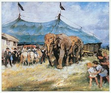 Elephants & Circus Big Top Lucy Kemp Welch circus print in 10 x 12 mount SUPERB