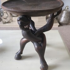 African Unity Circle Sculpture 3 head Ghana Carved wood art décor beautiful 