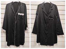 LADIES EX CHAIN STORE BLACK SATIN LONG SLEEVES NIGHTSHIRT UK SIZES 8, 10, 12, 14