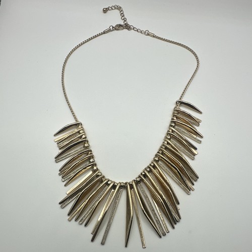 Gold tone fringe bib statement - fringe,