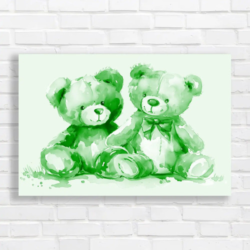 Cute teddy bears green canvas - cute,