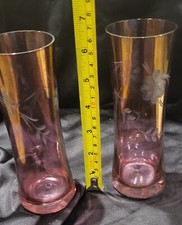 Cranberry Glass Vase x 2