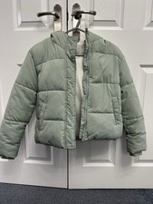 Girls Light Green Puffa Coat