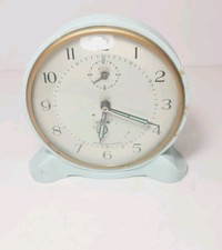 Vintage 1950s Smiths Mains Electric Alarm Light Blue Plastic Table Clock, Broken