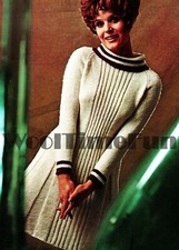 Knitting Pattern Lady's Raglan Sleeve/Ribbed Design Dress. 4 Ply/Dk/Aran Yarn. 