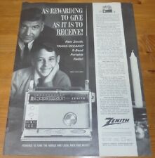 1964 VINTAGE ORIGINAL LARGE PRINT AD ZENITH TRANS OCEANIC 9 BAND PORABLE RADIO