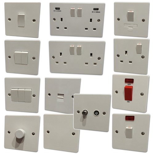 White plastic light switches - light,