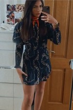 Chain print navy skirt and top