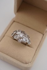 925 Silver Marquise Cluster Ring Leaf Design Multi Stone Navette | Size N