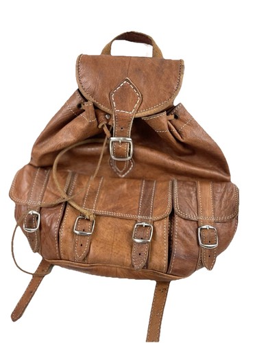 Vintage tan leather - leather, rucksack