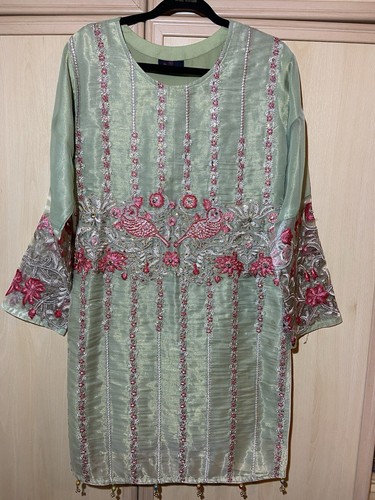 Mint green blush embroidered - &,