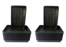 20 Plastic Garden Greenhouse Planting Bedding Seedling Trays Drainage Holes