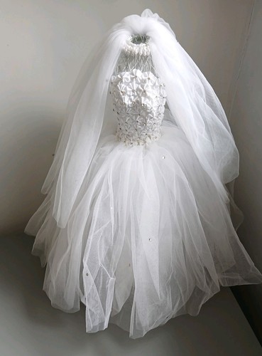 His hers white wedding gown - &,