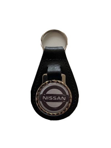 Black leather keyring - black,