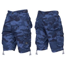 SHORTS CROSSHATCH Mens Combat Shorts Camo Army Camouflage Work Half Pants plain
