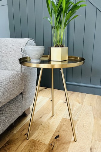 Brass metal side table - metal,