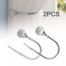 2Pcs Metal Crystal Curtain Holdback Wall Tie Backs Hooks Hanger Holder Silver UK