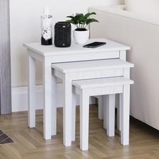 Wooden Nest of Tables 3 Piece Table Set Coffee Side Living Room Furniture