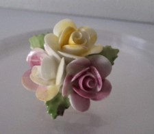 Vintage Fine China Unsigned Pink Yellow Flower Brooch