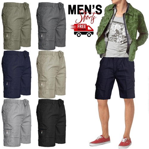 Men cargo shorts elasticated - shorts,
