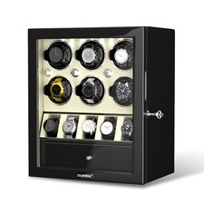 DUKWIN Automatic 6 Watch Winder With 5 Watches Display Storage Case Box LED New