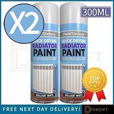 BRILLIANT WHITE RADIATOR SPRAY PAINT HEAT RESISTANT QUICK DRY AEROSOL 300ML x2