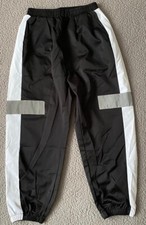 Hip Hop Tracksuit Bottoms Kids 140cm Black Reflective Stripe HipHop 