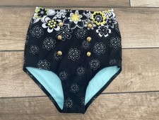 BNWOT Retro High Waisted Bikini Bottoms Size S UK 8 10 Floral Buttons