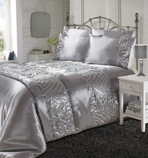 Luxury Satin Sequin Diamante Duvet Cover Set + Pillowcases Sparkle Bedding