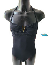 Primark - Black Tie Neck Backless Swim/Sunbathing suit  SIZE 12 Golden V