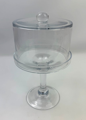 Clear glass round pedestal - round,