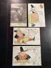 4 Postcards of Welsh Costume – Wrench Series & Comic Designs –Postmarked 1903-04