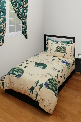 Single bed camo khaki - bed,