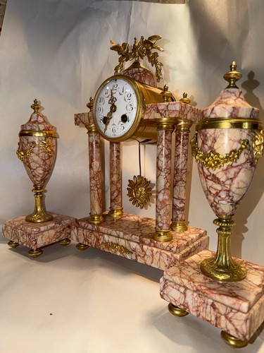 Antique french portico clock - french,