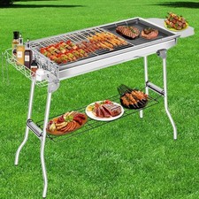 Portable Folding BBQ Grill Charcoal Barbecue Stove Bucket Outdoor Garden Picnic